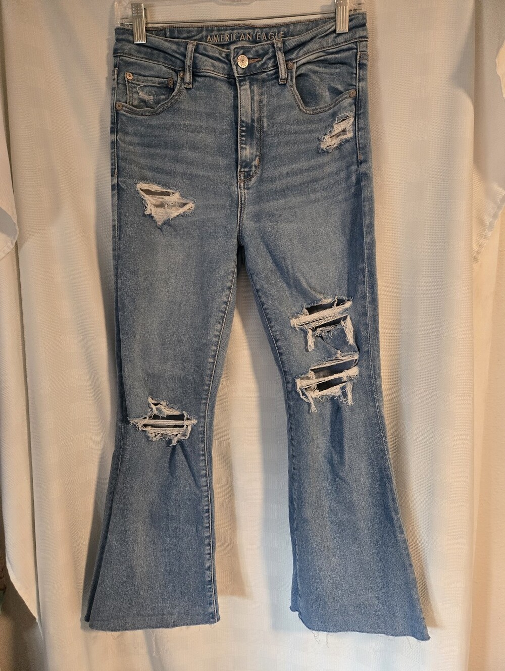 American Eagle Outfitters Light Blue Ripped Flare Jeans